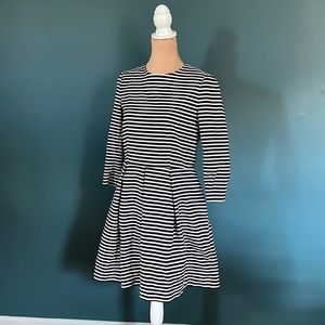 GAP Navy & Cream Stretchy Fit and Flare Dress Striped with pockets (12)